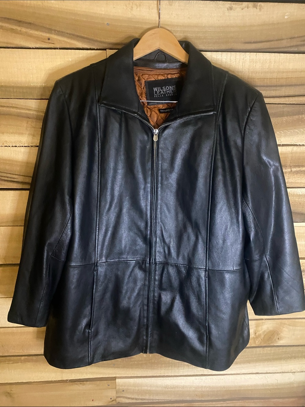 Wilsons Leather Black and Brown Quilted-Lined Jacket size 2X